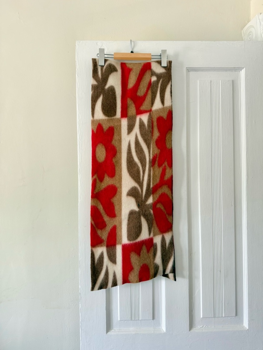 Floral Print Scarf in Red, Brown & Cream
